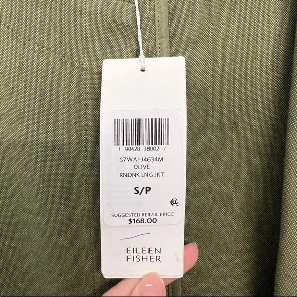 NWT Eileen Fisher Olive Green Cross-dyed Long Jacket S Open - Picture 9 of 10